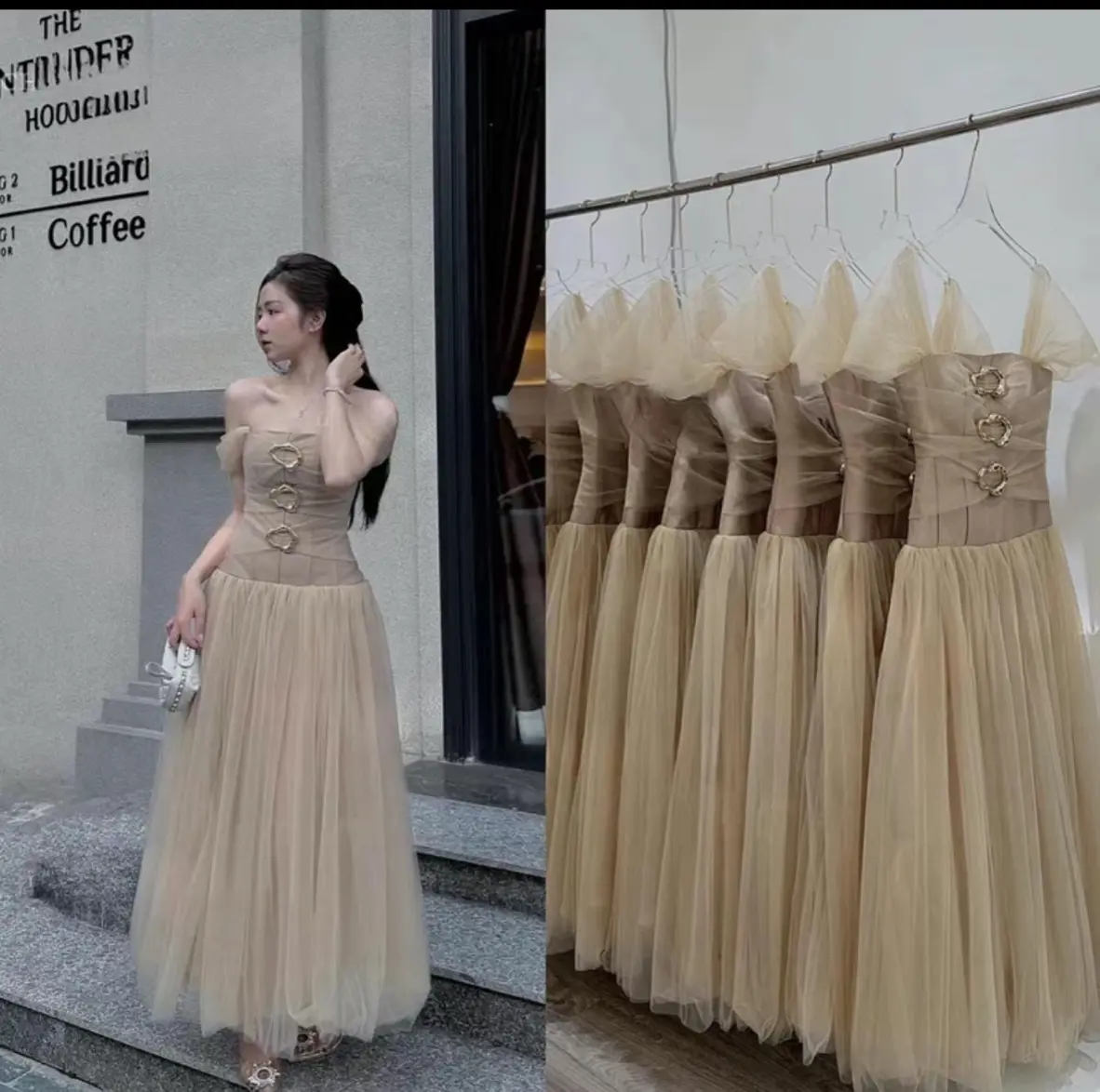 Đầm dự tiệc cup ngực corset phối lưới KHANHTHU Women Dress