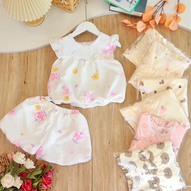 Combo 2 Bộ Đồ Yếm Gấm Siêu Xinh Cho Bé Mềm Mịn Thoáng Mát Giúp Giảm Nhiệt Độ Cơ Thể Tạo Cảm Giác Mát Mẻ Thoải Mái Khi Sử Dụng Chất Liệu Mềm Mịn Thoáng Mát 5