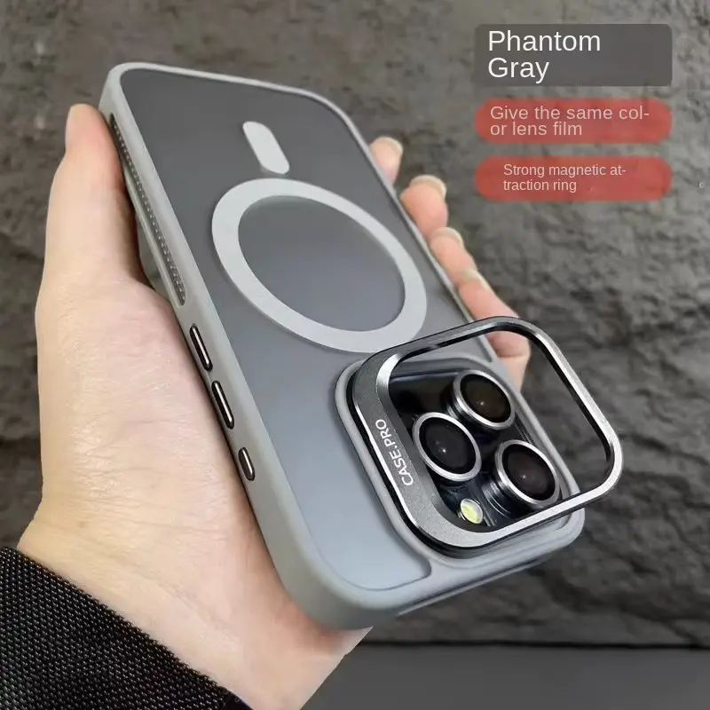 Lens Holder Compatible with iPhone 16 Pro Max Phone Case Hollow Heat Dissipation Apple 15 Matte Magnetic Suction 14 Hard Cover