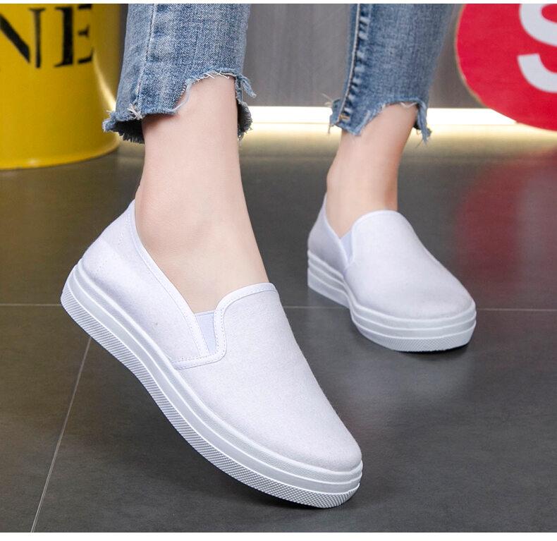Product Introduction of Comfortable lace up women's flat shoes White non-slip rubber sole comfortable nursing shoes comfortable slip on sneakers 10