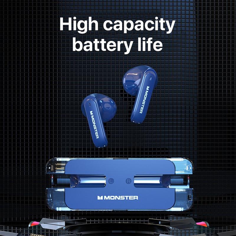 Monster XKT08/ XKT25  Wireless Bluetooth Earphone TWS Headset Earbuds - Hitam Earphones Telepon Headphone 5
