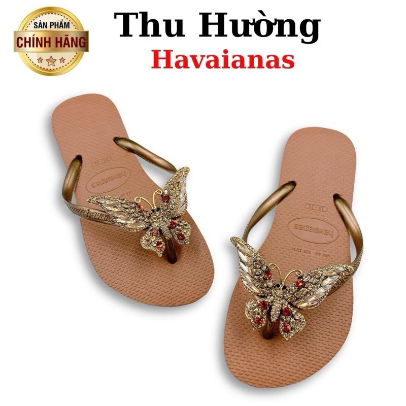 Tổng Hợp Dép Havaianas Nữ Slim Gắn Kèm Charm Bướm Chúa - Từ Brazil - Cao su non tự nhiên, chống trơn trượt - Thu Hường Havai