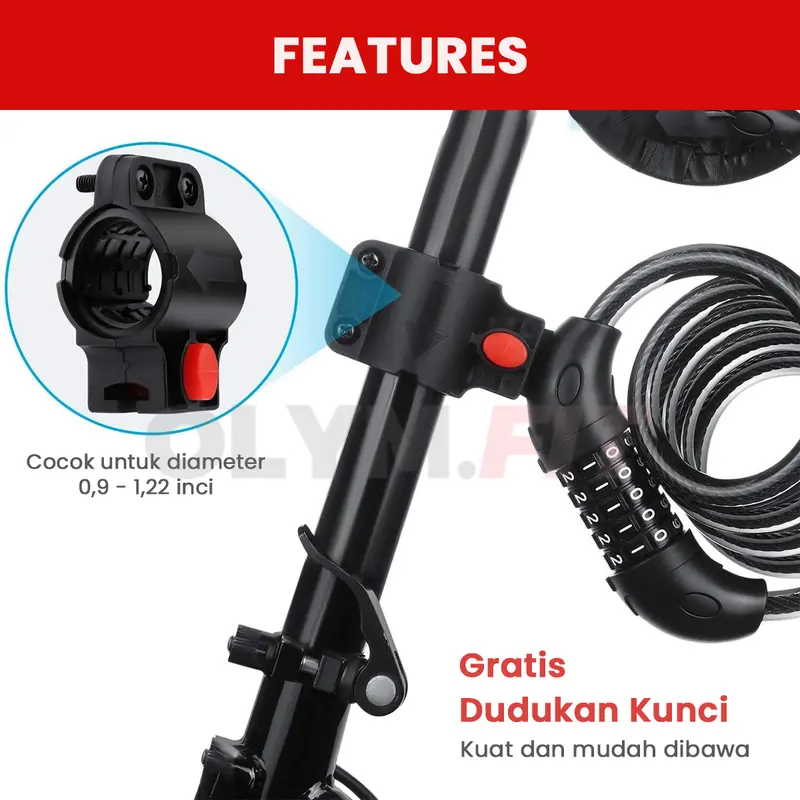 Kunci Gembok Sepeda 4 5 Digit Kombinasi Anti Maling Key Lock MTB Road Bike Seli Lipat 5