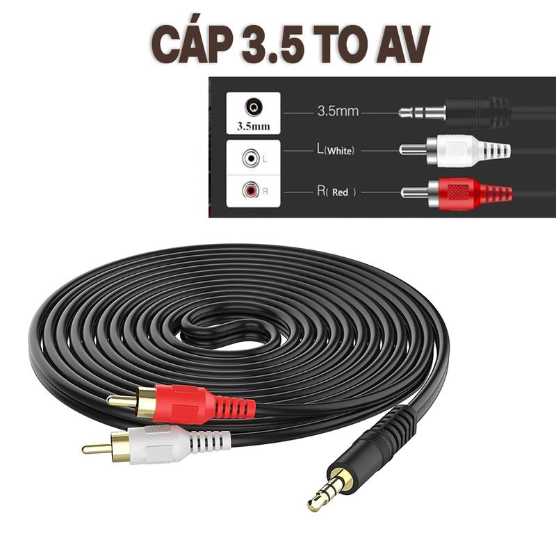 Dây loa cáp chuyển đổi 1 đầu jack 3.5 ra 2 AV dài 1,5m/3m loại xịn chống nhiễu