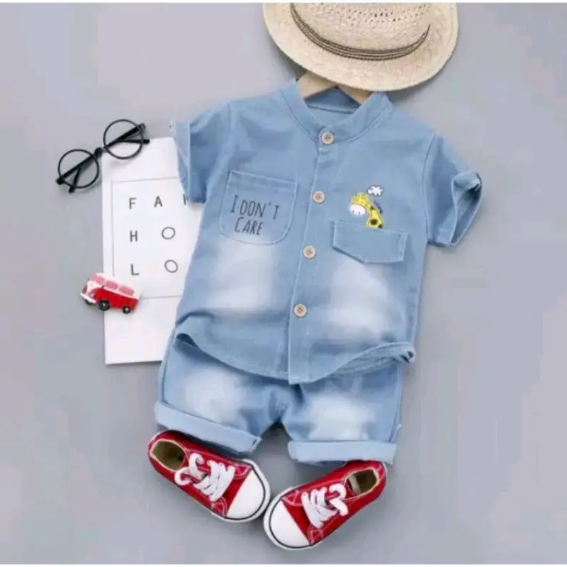 SETELAN KEMEJA ANAK 1-4TAHUN/KEMEJA Denim JERAPAH Laki-Laki SALE 3.3 0
