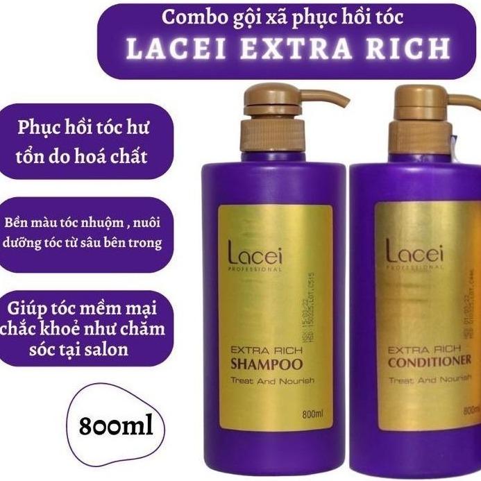 Dầu gội, xã Lacei Extra Rich phục hồi tóc hư tổn 800ml