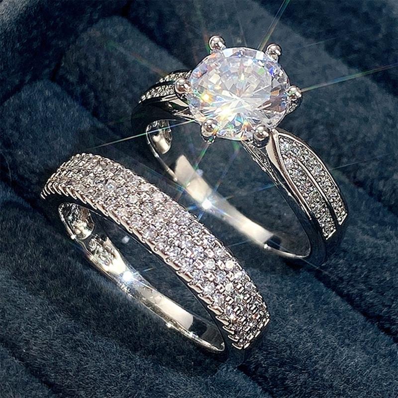 Product Introduction of 1 Pair Vintage Micropaved Zircon Rings for Men Women Engagement Party Temperament Sweet Accessory Fashion Jewelry 11