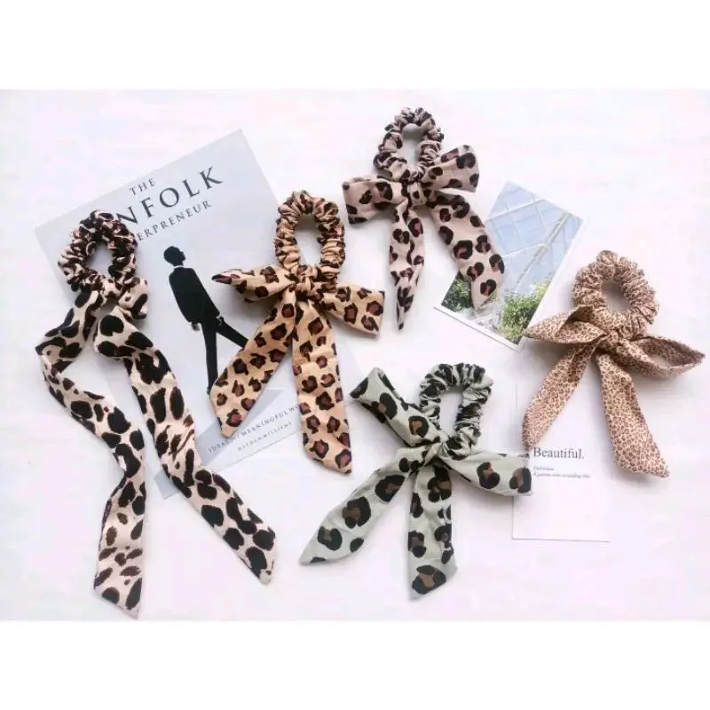 serba.leopard scrunchie pita ikat rambut korea macan tutul cheetah animal print