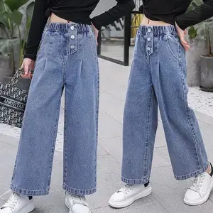 CELANA PANJANG KULOT JEANS KANCING ANAK USIA 3-13tahun highwaist jeans anak korean style Fashion Perempuan celana jeans