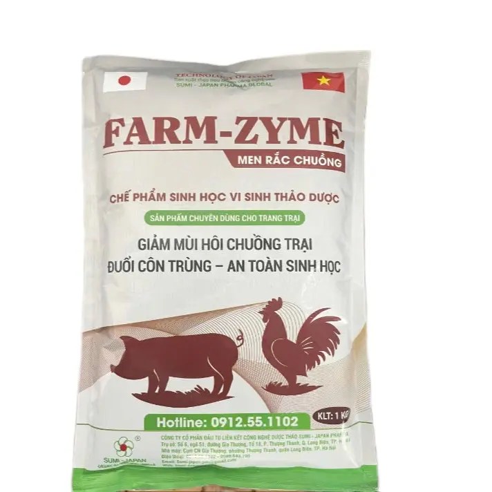 FARM - ZYME 1kg Men rắc chuồng, độn chuồng cho thú cưng vật nuôi làm giảm mùi hôi chuồng nuôi khử