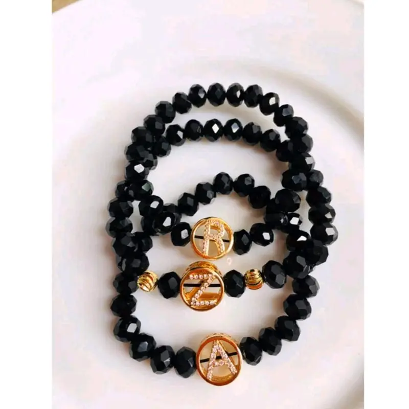 Gelang boba inisial huruf A sampai Z boleh request ukuran warna dan model quality premium 2