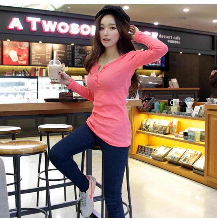 Product Introduction of Áo Thun Dài Tay Màu Trơn Có Chỉ Nút, Dành Cho Nữ, Dáng Ôm, Hàng Mới Về Hàn Quốc, Áo Ngoại Cỡ Áo Lớp Cơ Sở, Có Thể Mặc Ngoài Trời, Mùa Thu 2024 Top Women 24