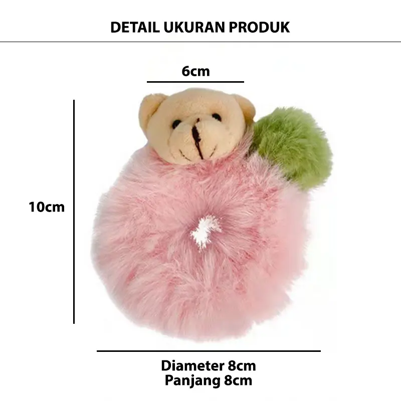 Yarra Ikat Rambut Karet Scrunchies Korea Anak Perempuan Dewasa Kunciran Motif Beruang Biru Coklat Kuning Pink Bulu Halus Aksesoris Kuncir Rambut Wanita Lucu Elastis  Ak136 5