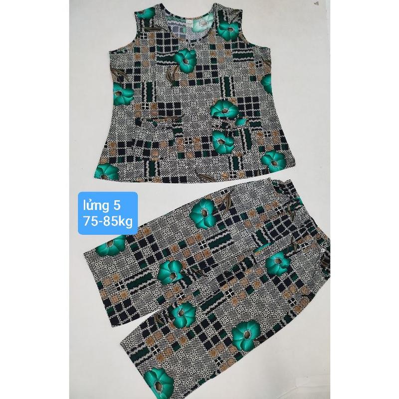 Product Introduction of [sát nách] Size 5 từ 75-85kg mẫu bộ lửng cho nữ vải thun lạnh, mặc nhà mát, phom to, co giãn {Áo Women Quần Ngủ} Nhung Voi 28