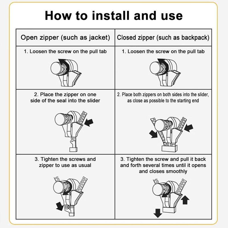 Product Introduction of 2/6/10 Pieces Zipper Repair Kit Universal Instant Zipper Repair Replacement Zipper Sliding Teeth Rescue Zipper Head For 3 Sizes 25