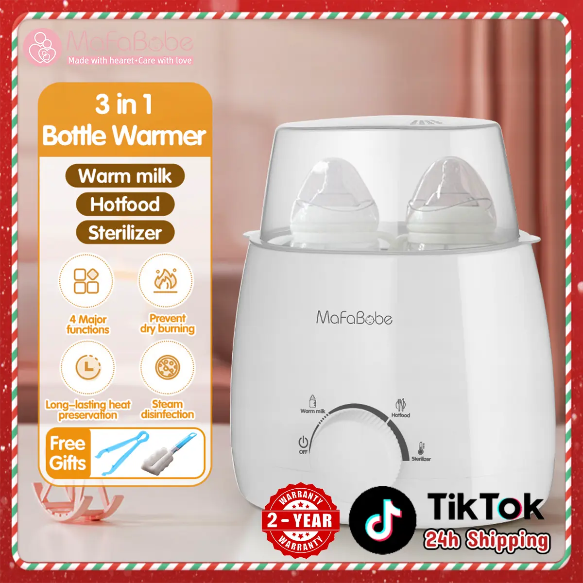 MaFaBabe 3-in-1 Electric Milk Bottle Warmer Heater Bottle Steam Sterilizer Food Warmer Easy To Use milk  warmer