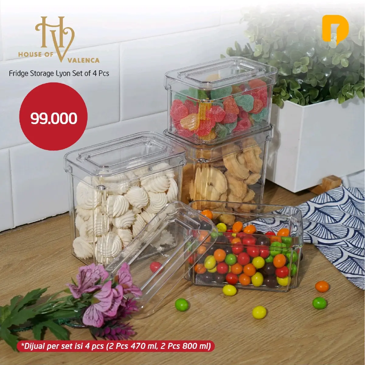 House of Valenca Fridge Storage Set of 4 Pcs