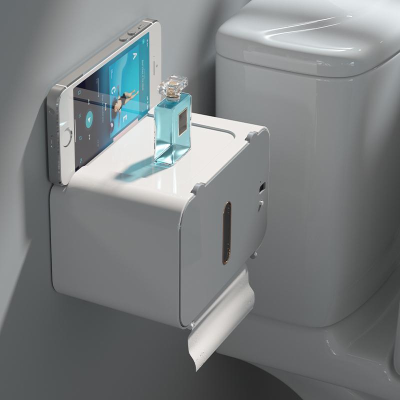 USB Charging Automatic Sensor Toilet Paper Dispenser, 1 Piece Punch Free Wall Mounted Bathroom Toilet Paper Holder, Home Organizer for Bathroom Toilet