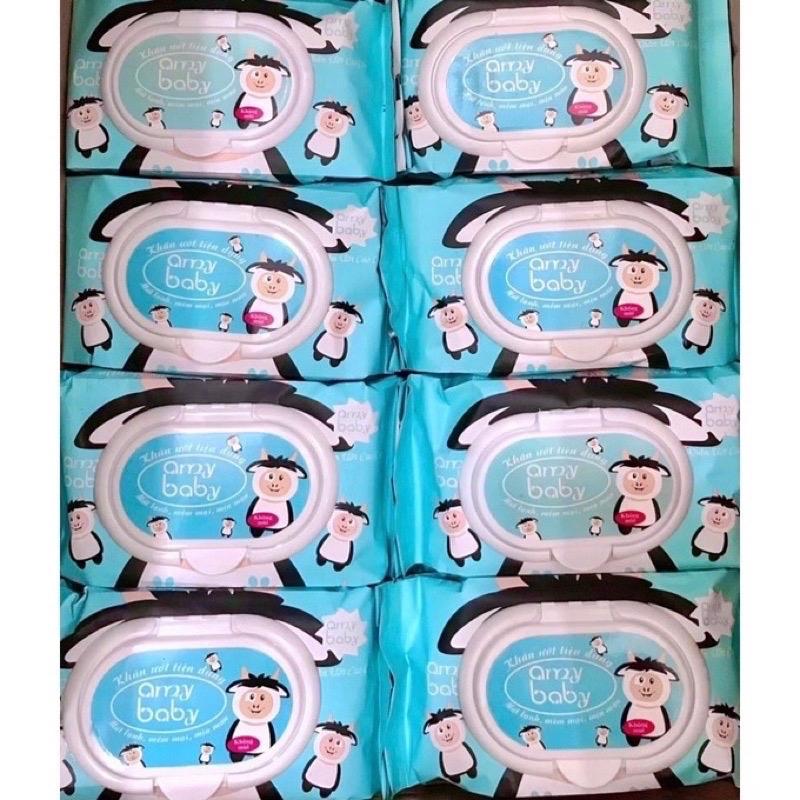 Giá sỉ Thùng 40 khăn ướt kháng khuẩn Amybaby không mùi an toàn cho bé 80gr hộp