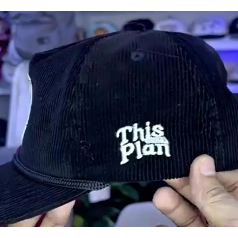 Topi Pria Rope Hat Fanel  Full Black Thisplan topi corduroy graffiti Baseball 2