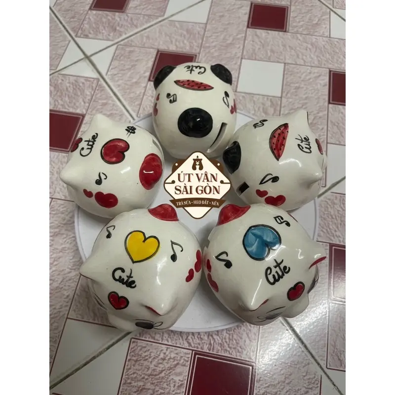 [ ĐỰNG TIỀN ] Heo sứ mini  Ống Tiết Kiệm Đựng Tiền Ống Heo Đồng 1