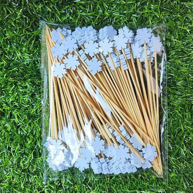 Dụng Cụ Nhọn Trái Cây Giáng Sinh, Tăm Tre Dùng Một Lần, Tăm Bông Hình Bông Tuyết, Cây Giáng Sinh, Ông Già Noel, Người Tuyết, Đồ Dùng Dùng Một Lần, 50 Cái / túi 0