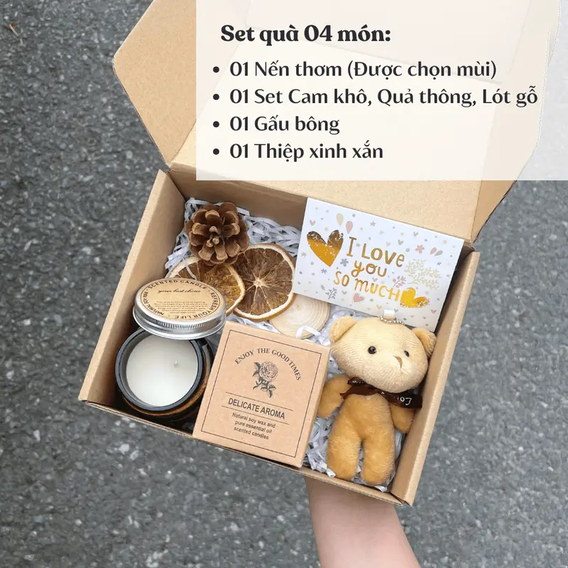 Set quà tặng Nến thơm và Gấu bông, bao gồm 04 món - Dầu Thơm, Decor 2