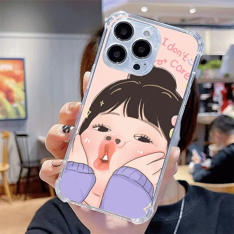 For OPPO Reno 12 12F 11 11F 10 8T 7Z 7 Pro Reno 8 5G 8Z Cute Funny Girl Doodle Cartoon Case