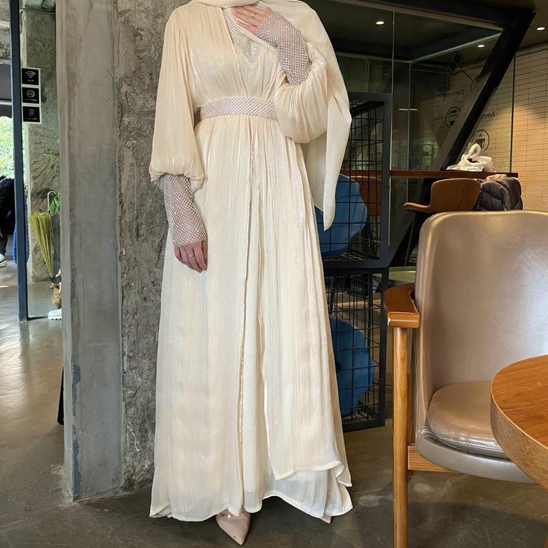 Product Introduction of 2025 Women's Clothing Muslim Abaya Chiffon Long Robe Dress Evening Gown 7