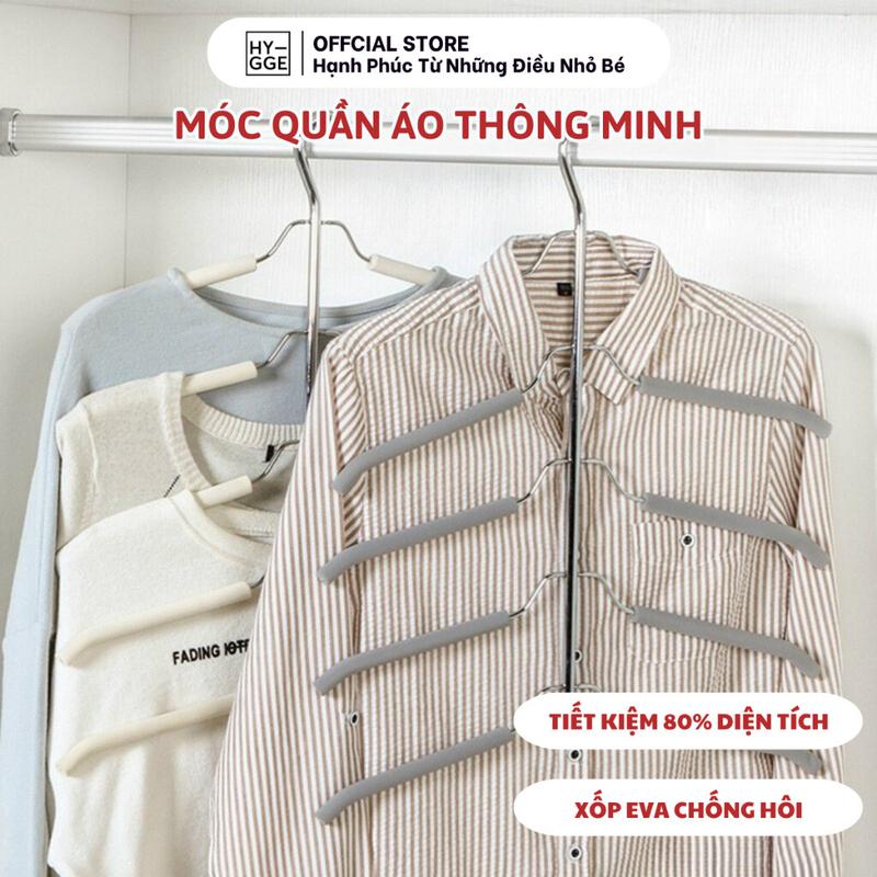  Móc Inox Bọc Xốp Treo Quần Áo Nhiều Tầng Giữ Form Gấp Gọn Hạn Chế Dãn Bai Rách Tiết Kiệm Diện Tích 