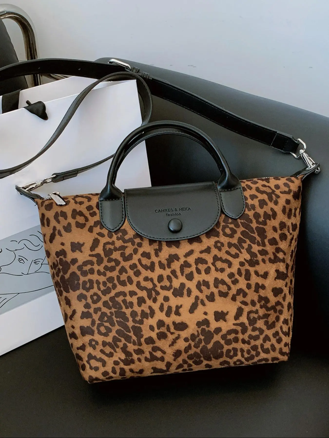 Women's Elegant Leopard Print Tote Bag, Fashionable Colorblock Shoulder Bag for Daily Used, Casual Trendy Versatile High-quality Daily Commuting Bag, Shopping Bag