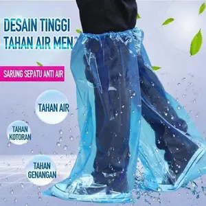 Sarung Sepatu anti air sekali pakai , model tinggi , diatas lutut , pelindung kaki plastik tebal , Tahan air tebal , Peralatan rumah tangga Jas Hujan / BB