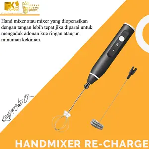 Handmixer Electric Re-Charger (Warna Hitam/Putih) Alat pengocok minuman praktis