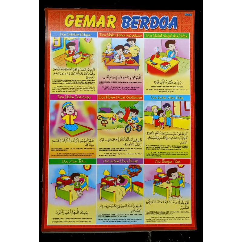 Grosir Poster Edukasi anak-Latihan Sholat-Latihan Wudhu-Doa sehari-hari-Menghafal surat2 Pendek 2