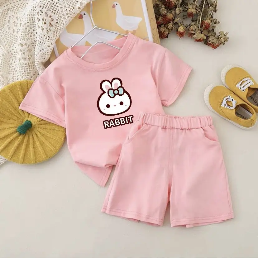 Bộ Đồ Hai Mảnh Mùa Hè Cho Bé Gái, Phong Cách Hàn Quốc, Thời Trang, ngắn Tay, Thường Ngày, Thích Hợp Cho Bé Gái, Thời Trang, Hàng Mới Về Năm 2025