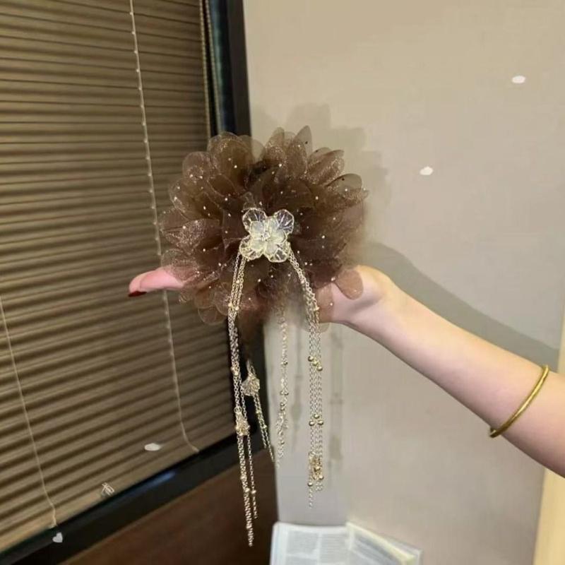Kẹp Tóc Càng Cua, Thiết Kế Hoa Mẫu Đơn Thanh Lịch, Phụ Kiện Cài Tóc, Kẹp Tóc Tua Rua, Dành Cho Nữ 4