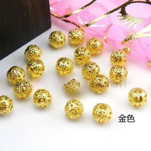 (10 cái) Hạt kim loại tròn nhiều kích thước nguyên liệu làm trâm cài tóc, Nguyên liệu làm phụ kiện cổ trang