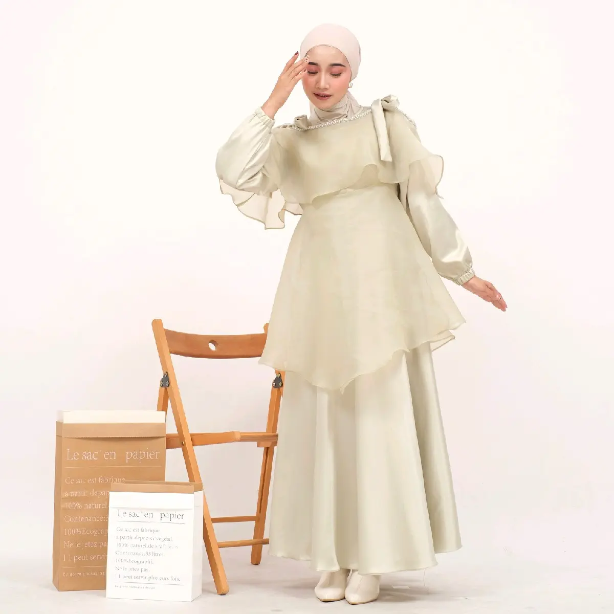 Amera Dress | dress setelan alesha | dress satin organza