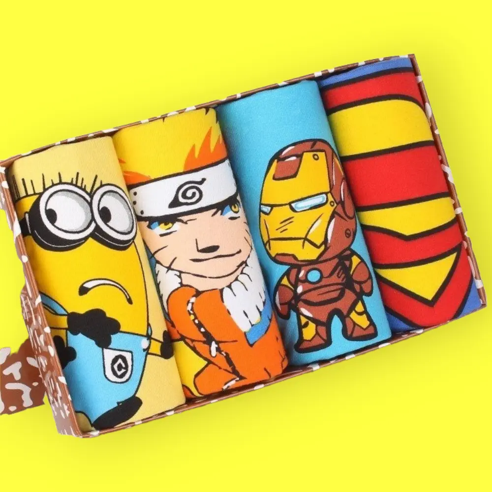 [Combo] Hộp 4 Quần Lót Nam Boxer - Quần Sịp Boxer Họa Tiết NARUTO S-001-25