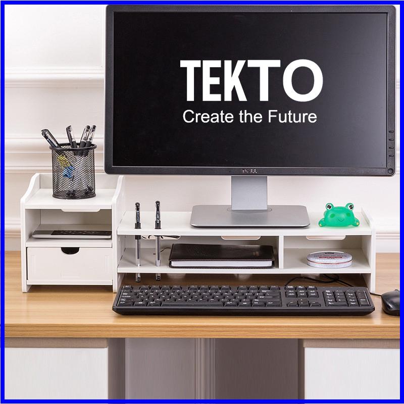 Kệ màn hình máy tính bàn để ti vi kệ để sách decor bàn làm việc hai ngăn - 139