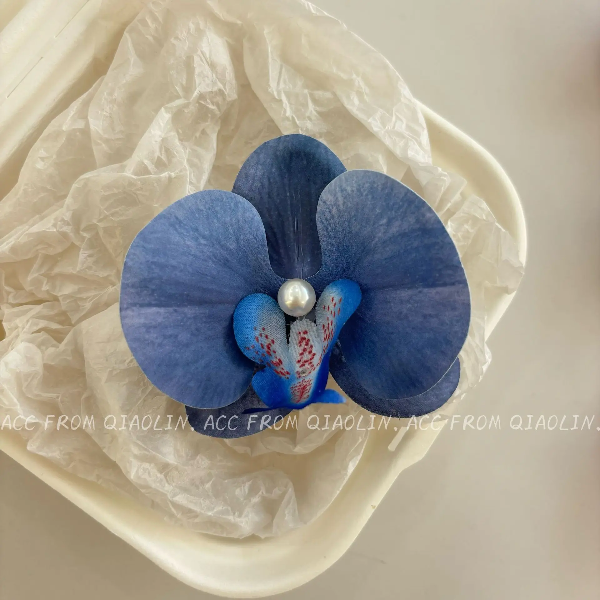 Yi Mengling Mint Mambo Green Phalaenopsis Pearl Hair Clip Stylish Bangs Side Clip Broken Hair Clip Hairpin Hair Accessory