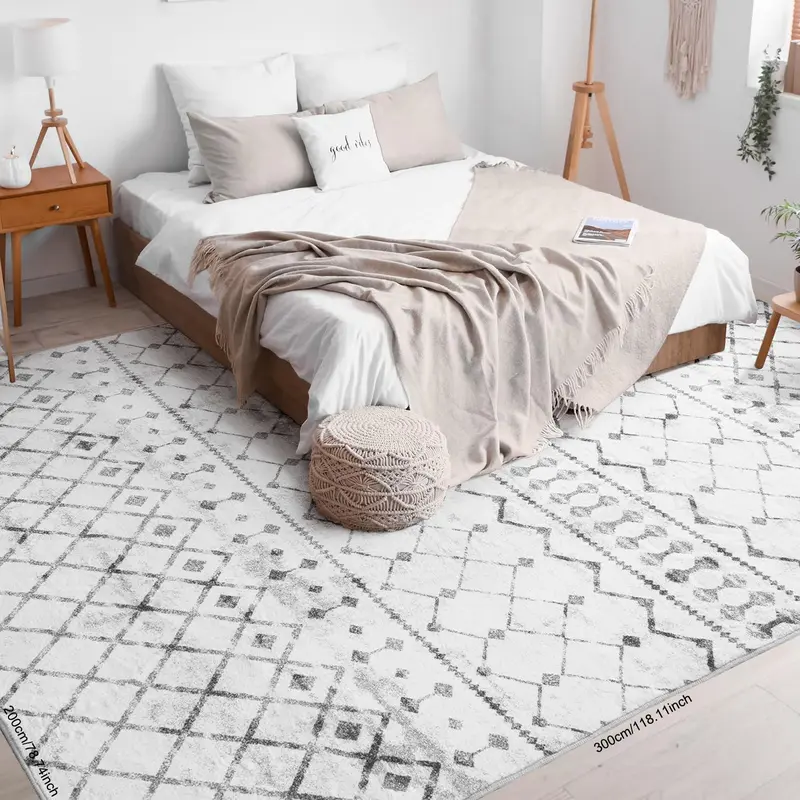 Boho Style Geometric Pattern Carpet, Non-slip Soft Durable Carpet, Decorative Area Unique Rugs for Home Living Room Bedroom, Home Decor 3