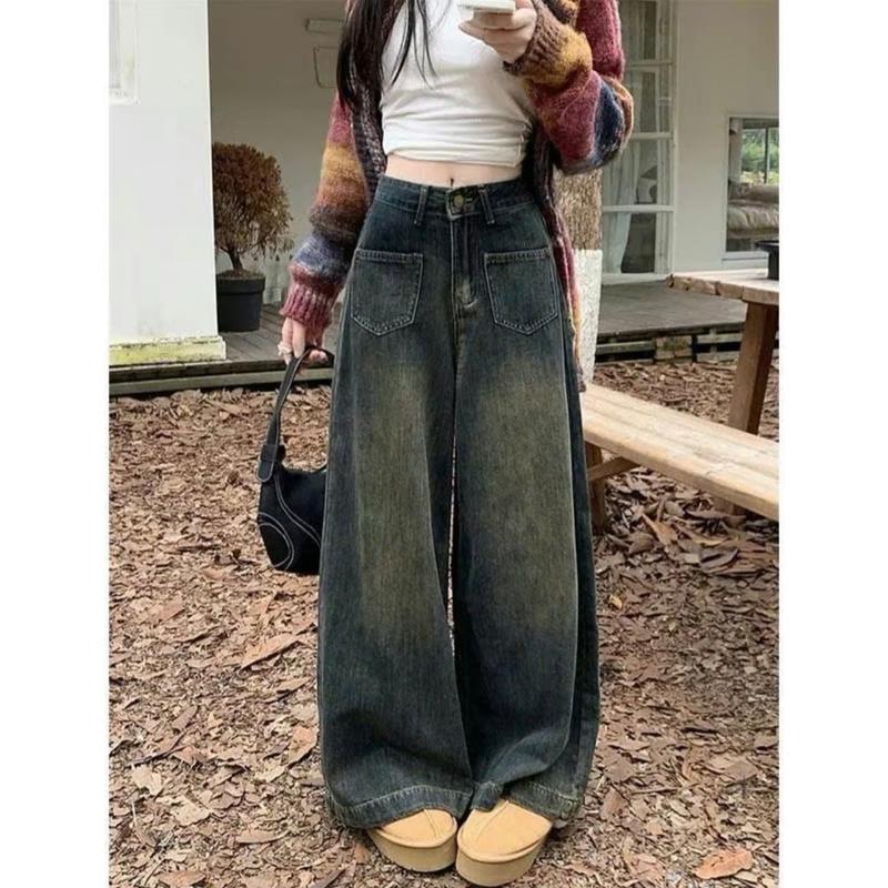 QUẦN JEANS ỐNG RỘNG,QUẦN JEAN GẤU LAI TÚI VUÔNG CẠP CAO HÁCH DÁNG PHONG CÁCH MỚI LẠ MẪU MỚI HOTTREND 6
