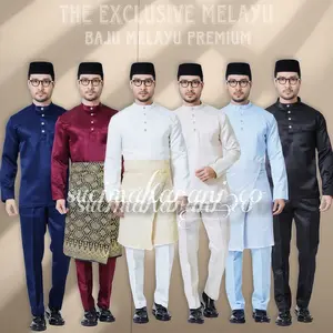Set baju celana melayu pria cekak musang teluk belangga Premium