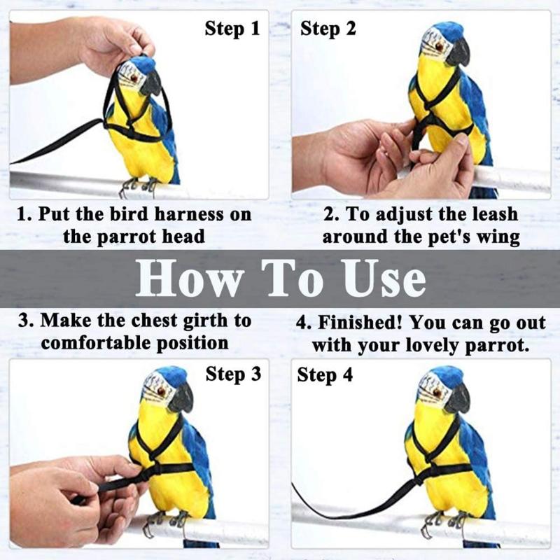 Product Introduction of Outdoor Parrot Bird Leash Adjustable Harness Training Rope Anti Bite Flying Band Soft comfortable Parrot Leash bird accessories 5