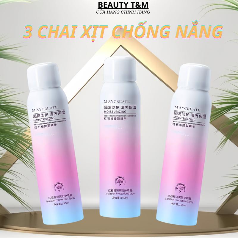 SET 3 Chai Xịt Chống Nắng MAYCREATE 150ml - Dưỡng Ẩm Da Sunscreen Sun Cream Chăm Sóc Da Nữ