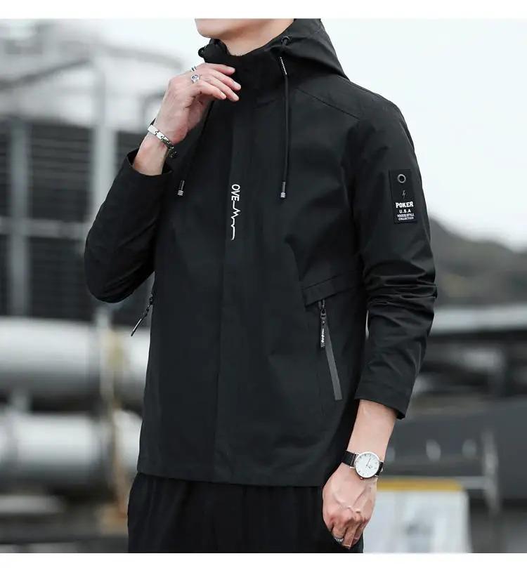 Product Introduction of Casual Men's Hooded Bomber Jacket Windbreaker Coat 2023 Autumn Outwear Menswear Tops Lingerie Longsleeve Pocket Operator 11