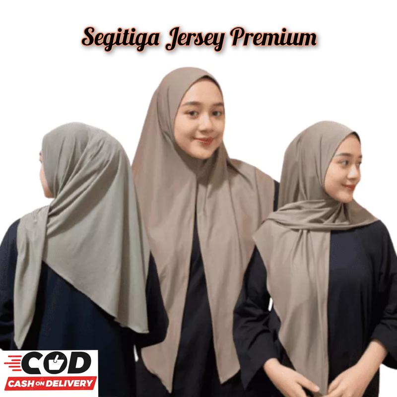 HIJAB SEGITIGA INSTAN JERSEY premium produk lokal umkm Kerudung Muslim Hitam 1