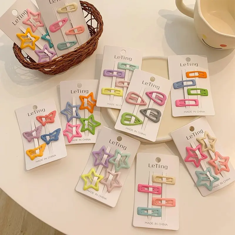Cute Colorful Dots Star Hairpin Women's Side Bang Clip Broken Hair BB Clip Internet Celebrity 2024 New Cartoon Hair Clip Headdress