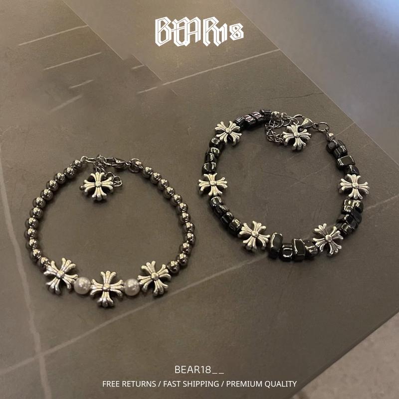 Vòng tay - lắc tay nam đơn giản, dạng chuỗi hạt màu đen unisex phù hợp cho nam và nữ BEAR18